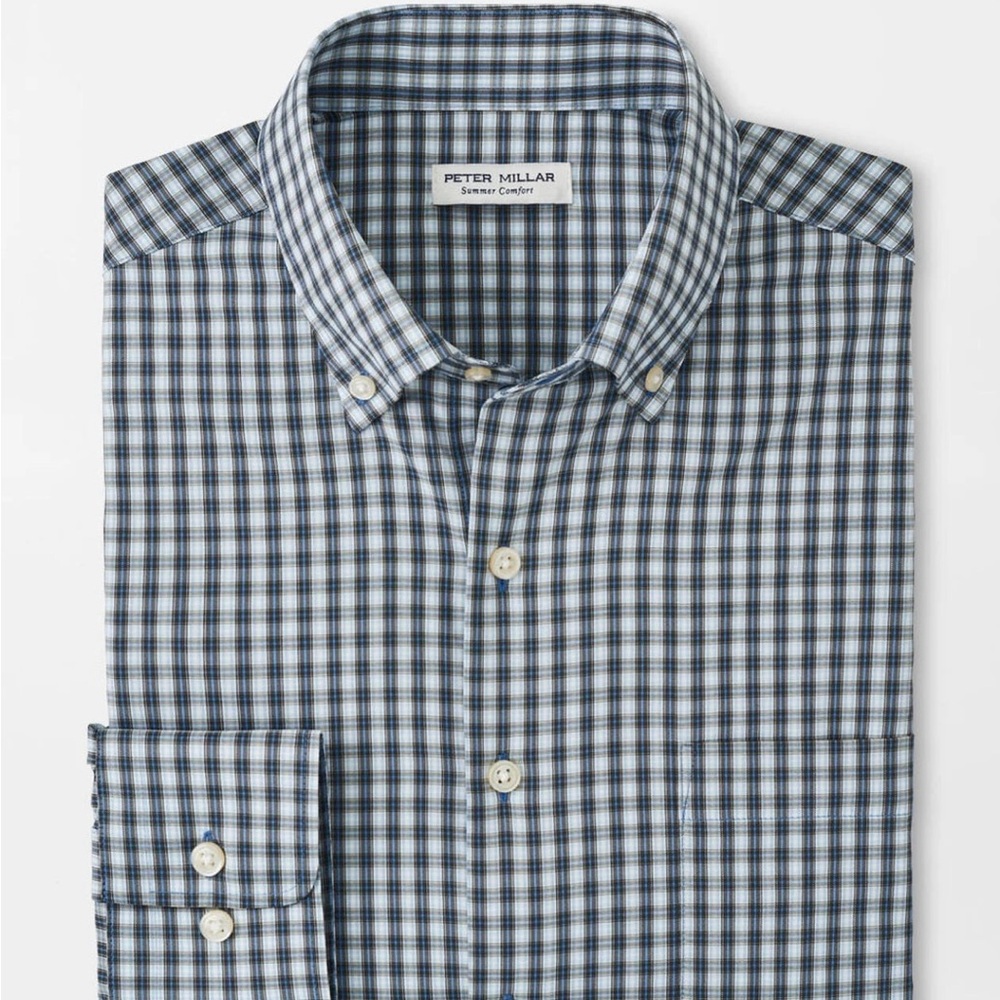 Peter Millar Prairie Performance Twill Sport Shirt Dark Olive Men’s XL New